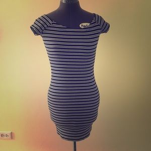 Navy Blue and White Stripe Dress